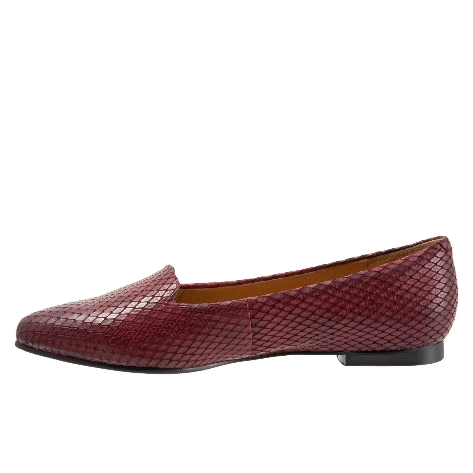 Trotters Harlowe T1707-627 Womens Burgundy Leather Loafer Flats Shoes
