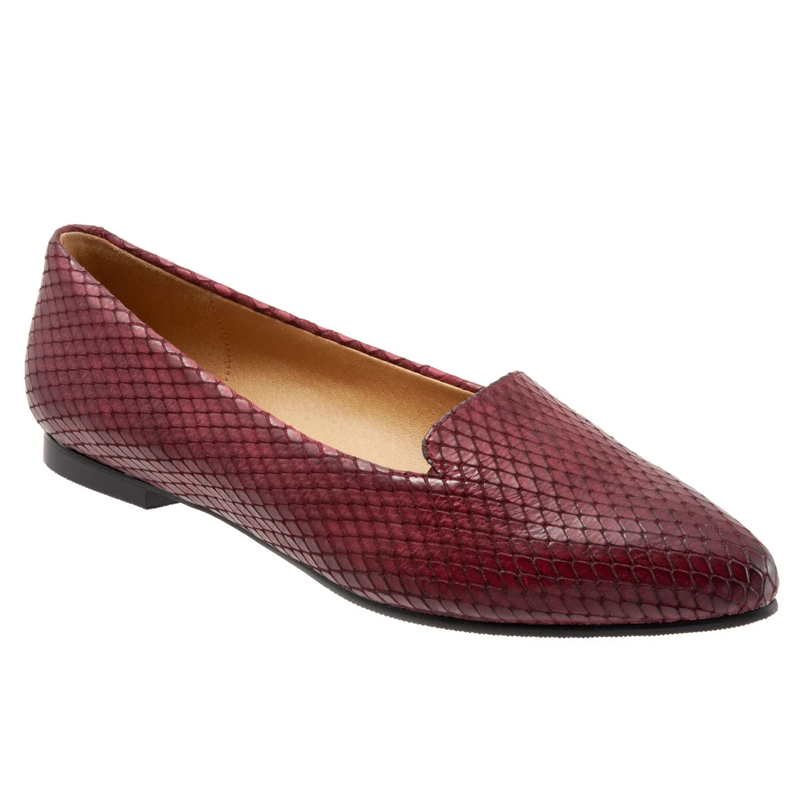 Trotters Harlowe T1707-627 Womens Burgundy Leather Loafer Flats Shoes