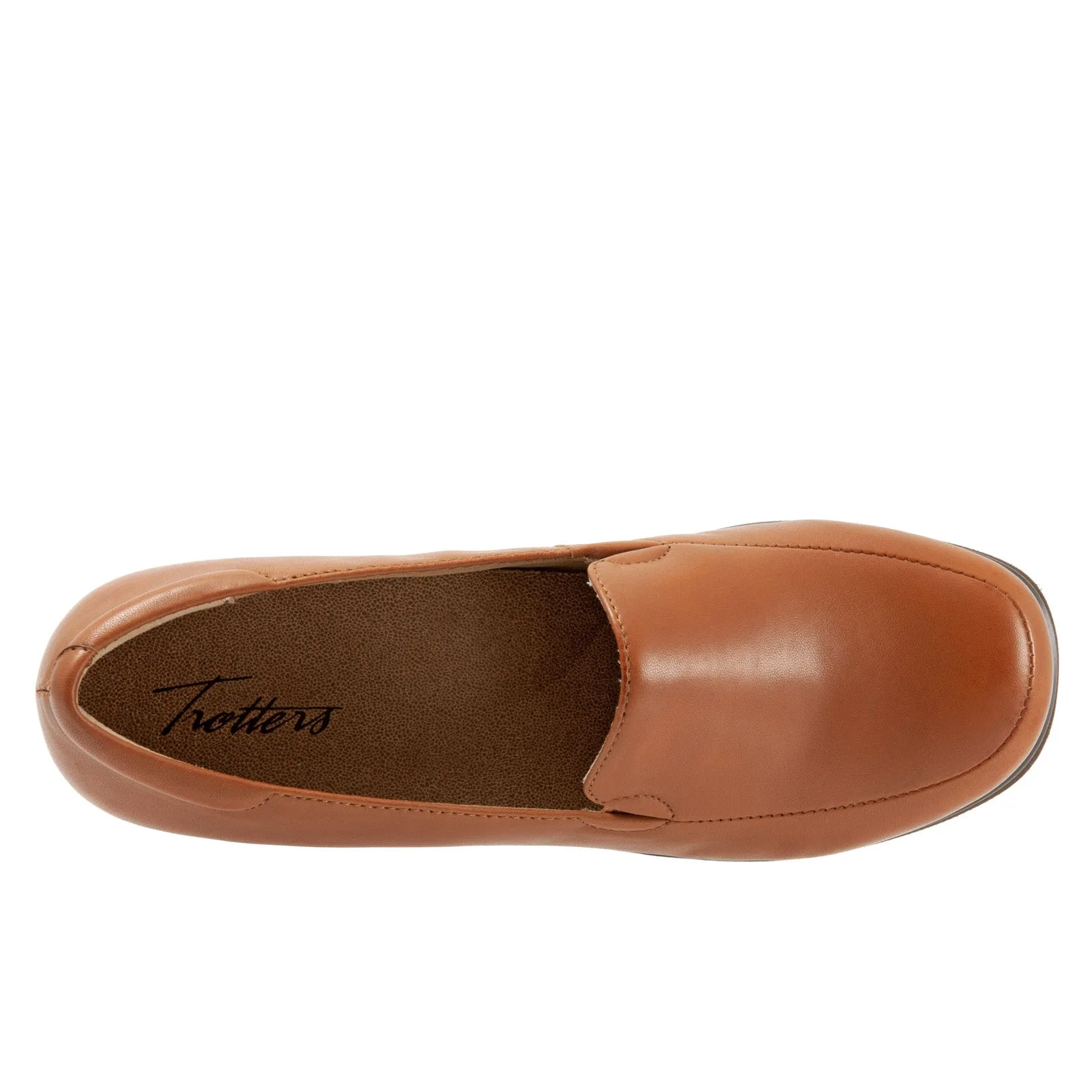 Trotters Jaiden T2058-215 Womens Brown Wide Leather Loafer Flats Shoes