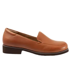 Trotters Jaiden T2058-215 Womens Brown Wide Leather Loafer Flats Shoes