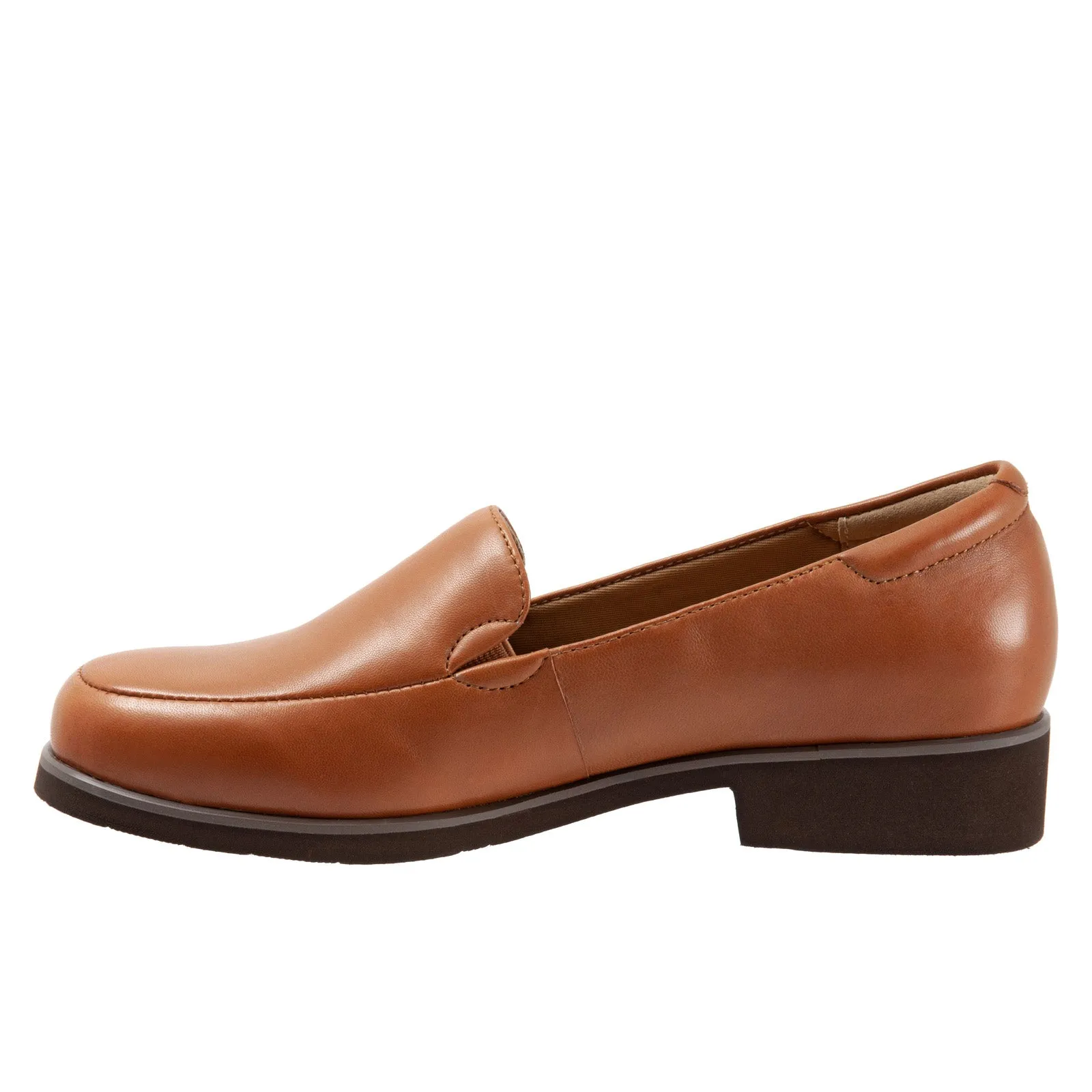 Trotters Jaiden T2058-215 Womens Brown Wide Leather Loafer Flats Shoes