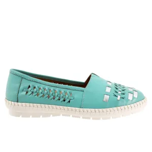 Trotters Rory T2209-434 Womens Blue Narrow Leather Loafer Flats Shoes