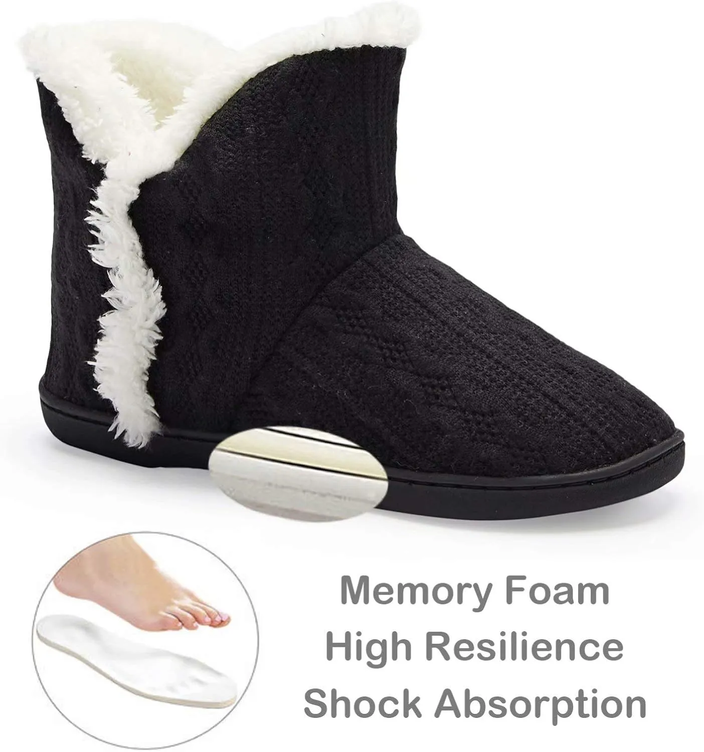 TUOBUQU Women Warm Bootie Slippers Fluffy Plush Indoor Outdoor Winter Booty Slippers
