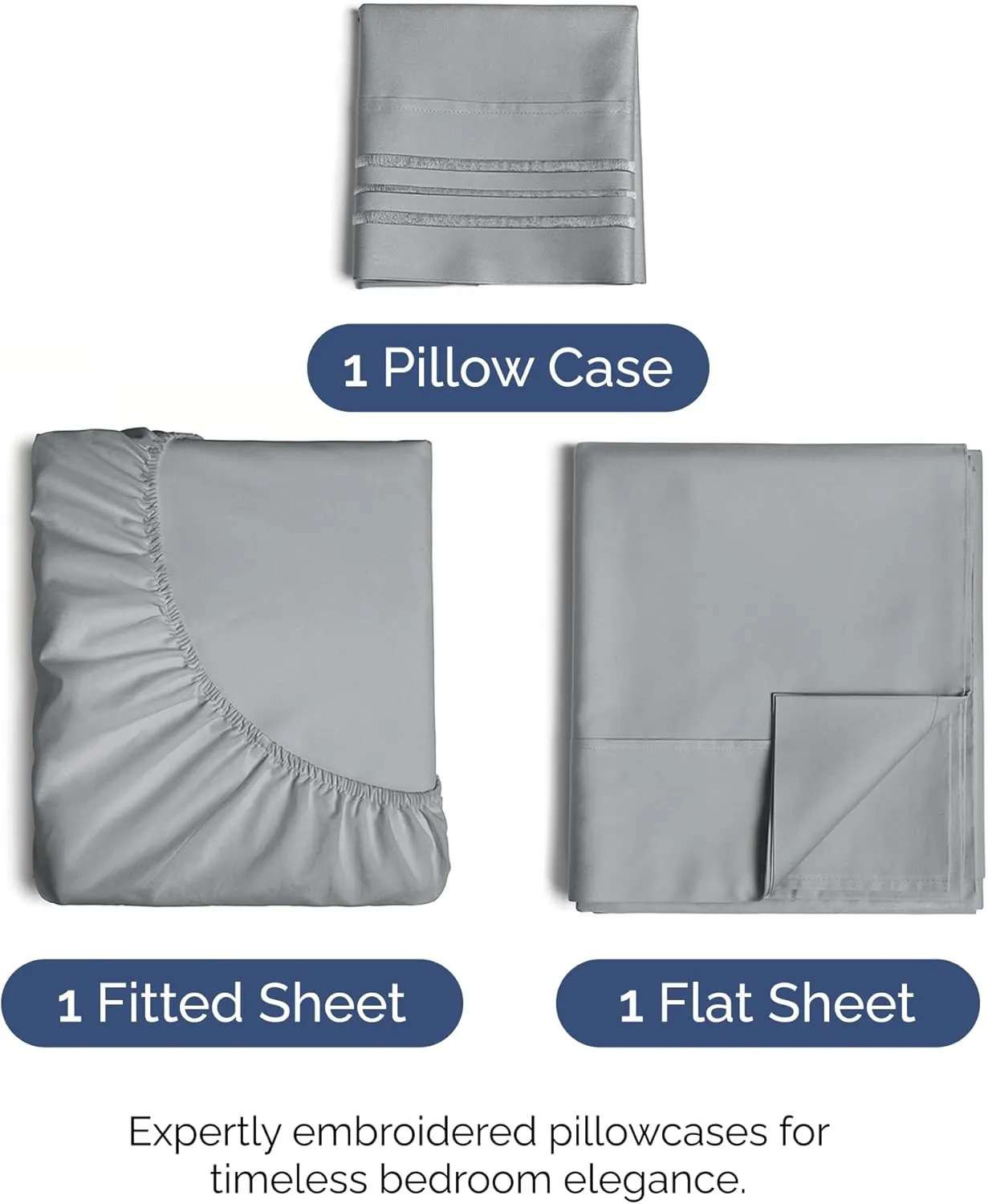 Twin XL Size 3 Piece Sheet Set - Comfy Breathable & Cooling Bed Sheets Set - Hotel Luxury Bedding for Women, Men, Kids, Teens, Boys & Girls - Deep Pockets, Soft, Wrinkle Free - Oeko-Tex - Steel Blue