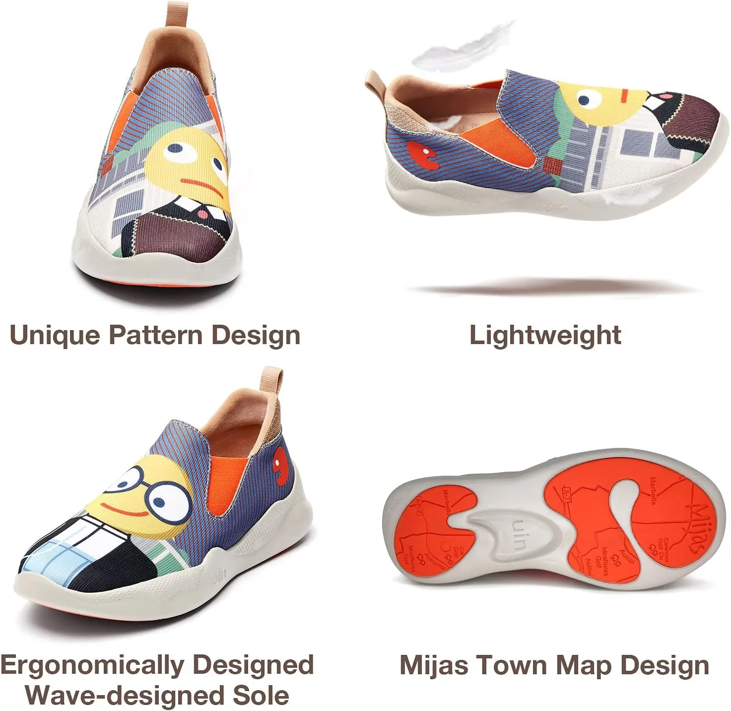 UIN Men's Fashion Sneakers Lightweight Walking Casual Slip Ons Comfortable Art Painted Athletic Travel Shoes Mijas Eye of Exploration