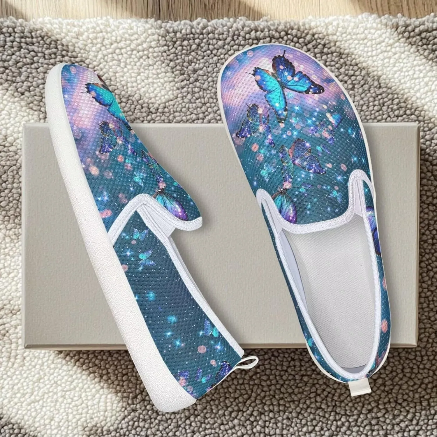 UNICEU Slip On Sneakers for Women Mesh Running Shoes with Anti Slip Rubber Sole,Lightweight Flat Loafers Casual Walking Shoes