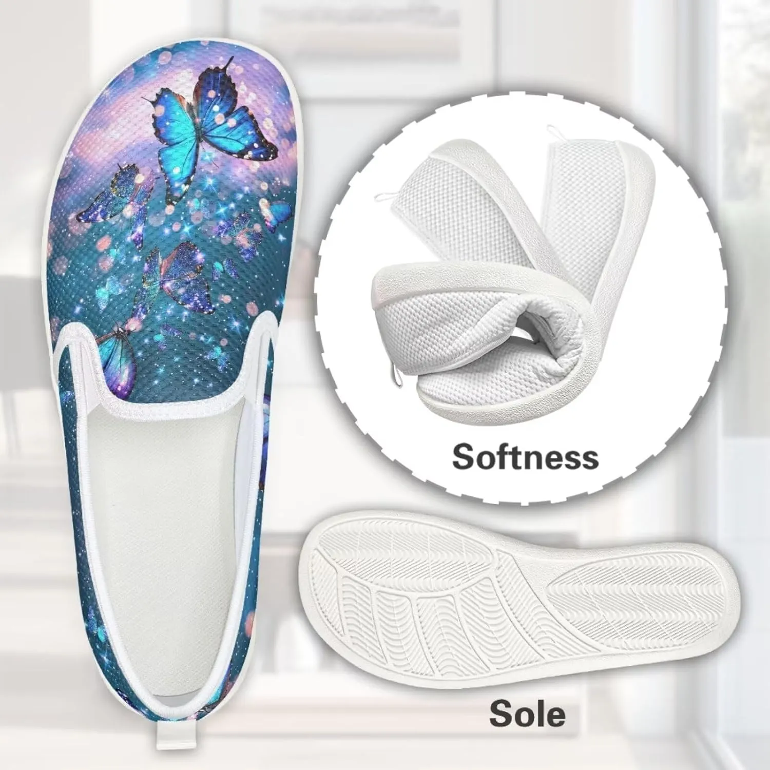 UNICEU Slip On Sneakers for Women Mesh Running Shoes with Anti Slip Rubber Sole,Lightweight Flat Loafers Casual Walking Shoes