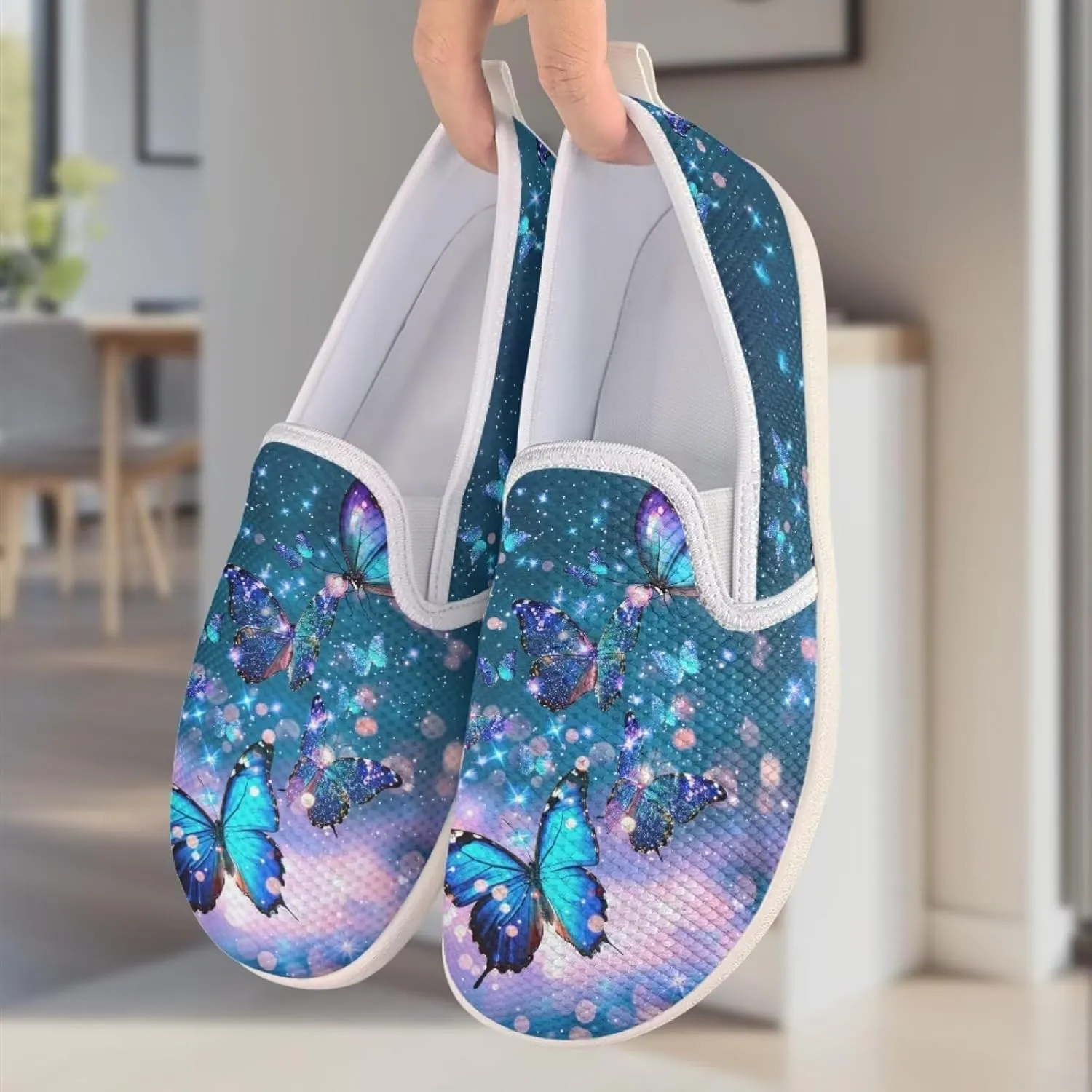 UNICEU Slip On Sneakers for Women Mesh Running Shoes with Anti Slip Rubber Sole,Lightweight Flat Loafers Casual Walking Shoes