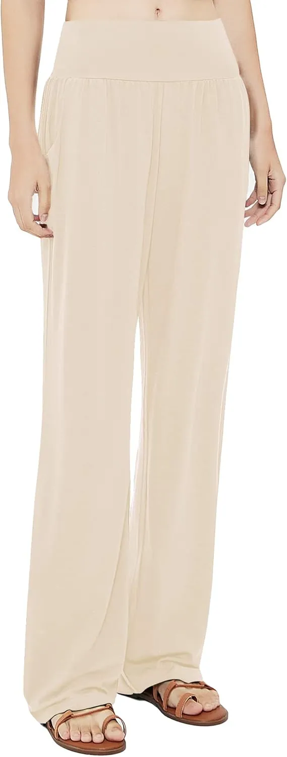Urban CoCo Women's Comfy Yoga Pants Casual Wide Leg Sweatpants High Waist Stretch Trousers with Pockets