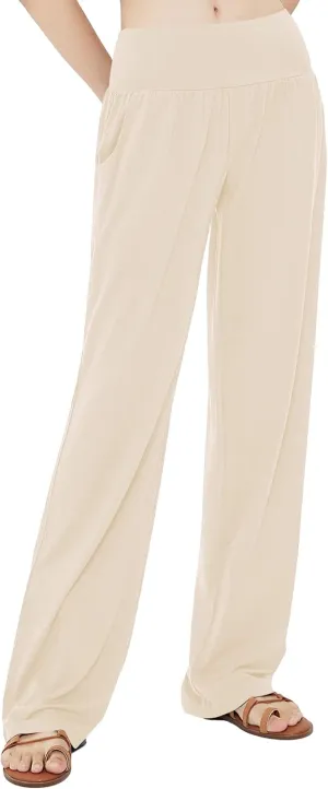 Urban CoCo Women's Comfy Yoga Pants Casual Wide Leg Sweatpants High Waist Stretch Trousers with Pockets