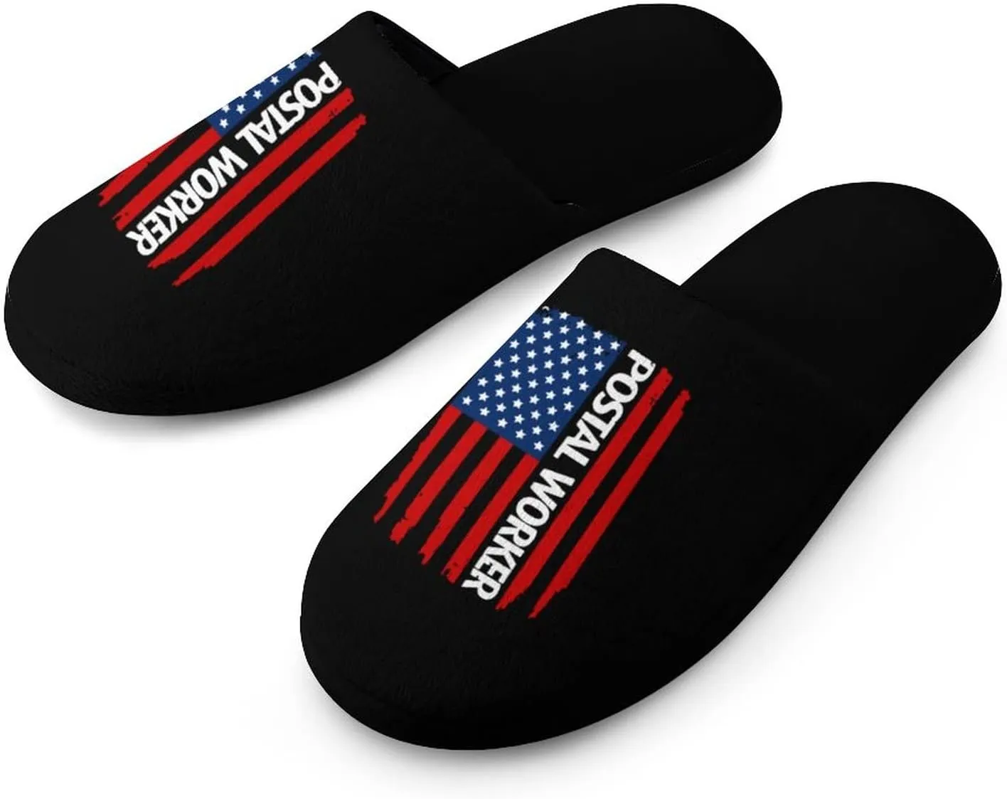 U.S. Postal Worker Flag Men's Cotton Slipper Memory Foam Closed Toe Slippers Indoor House Shoes