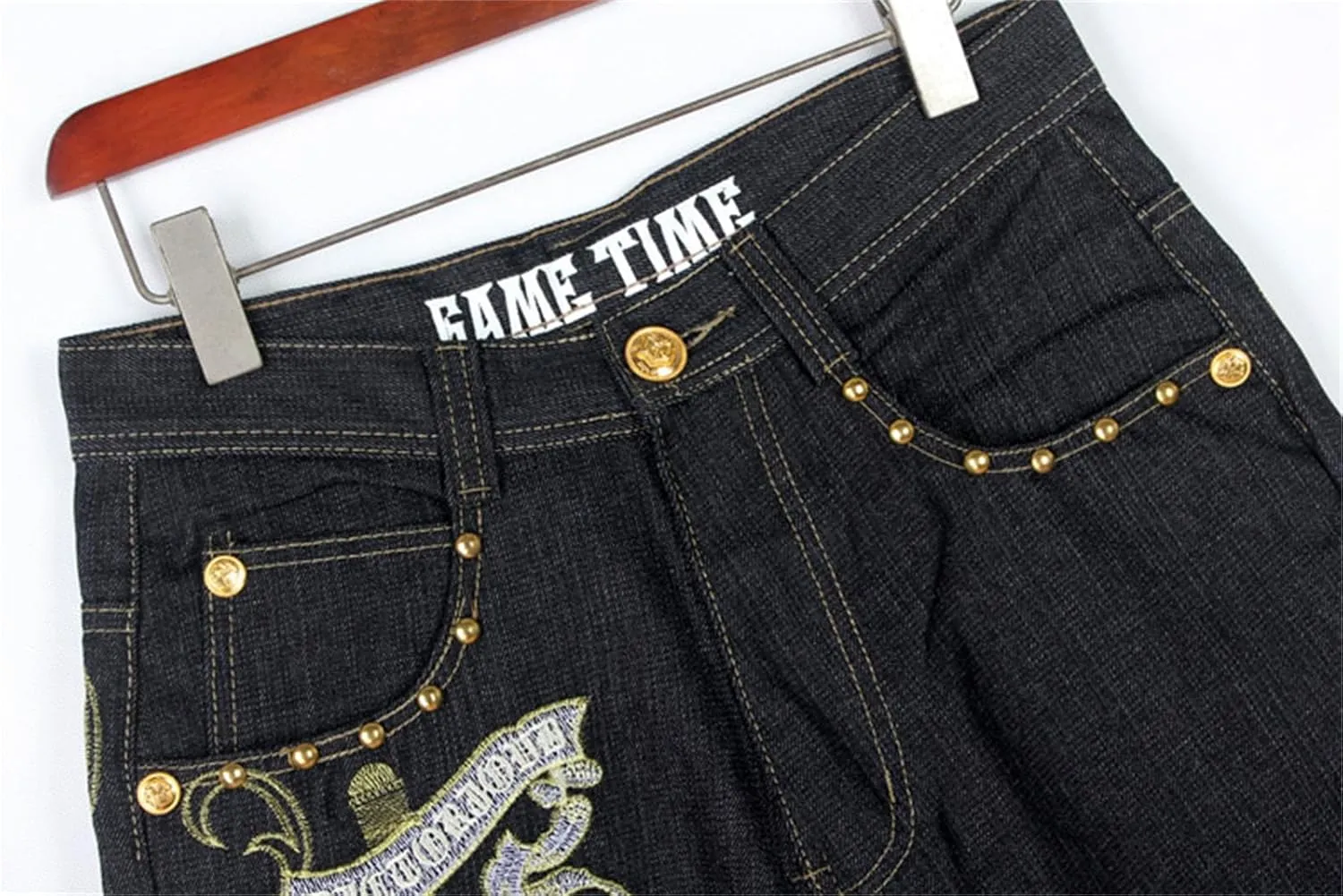 Veroders Men's Summer Shorts Baggy Hip Hop Black Jeans - Casual Straight Short Skateboard Pants Loose Jogging Jeans