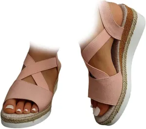 Vianys Women's Comfy Wedge Heel Sandals, Orthopedic Sandals Summer Flat Wedge Heel Fish Mouth Casual