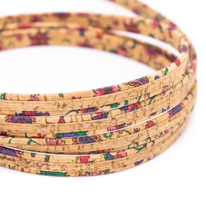 Vine flower mix natural 10mm flat cork cord  COR-446(10meters)
