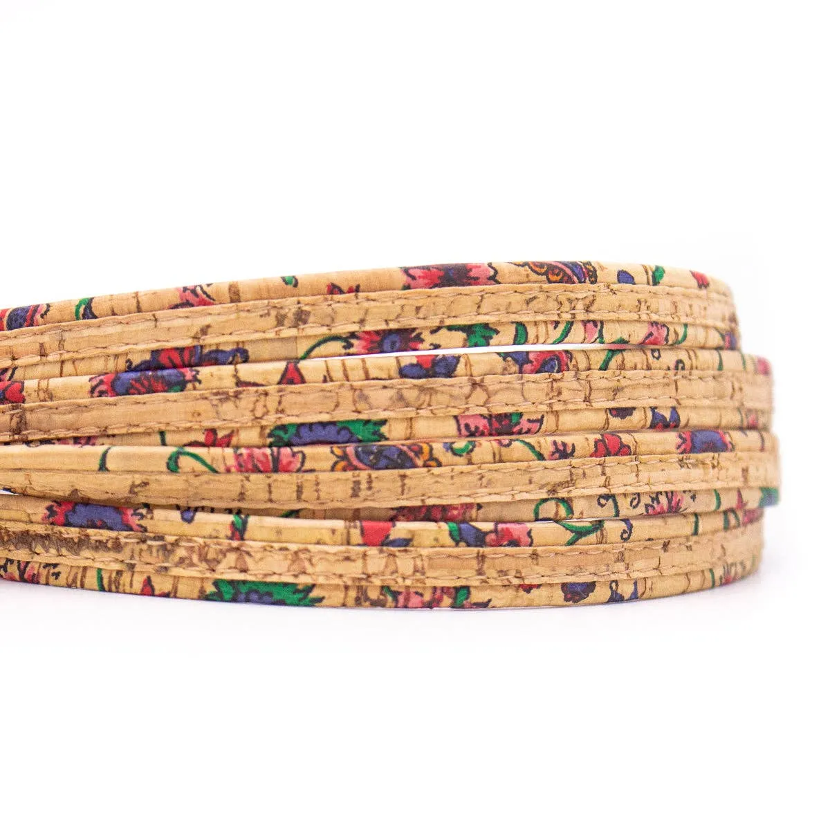 Vine flower mix natural 10mm flat cork cord  COR-446(10meters)