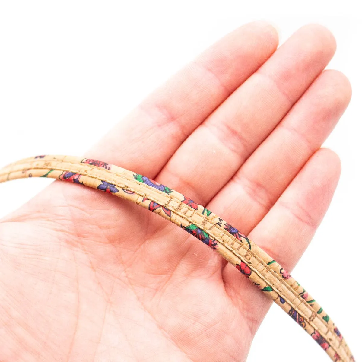 Vine flower mix natural 10mm flat cork cord  COR-446(10meters)