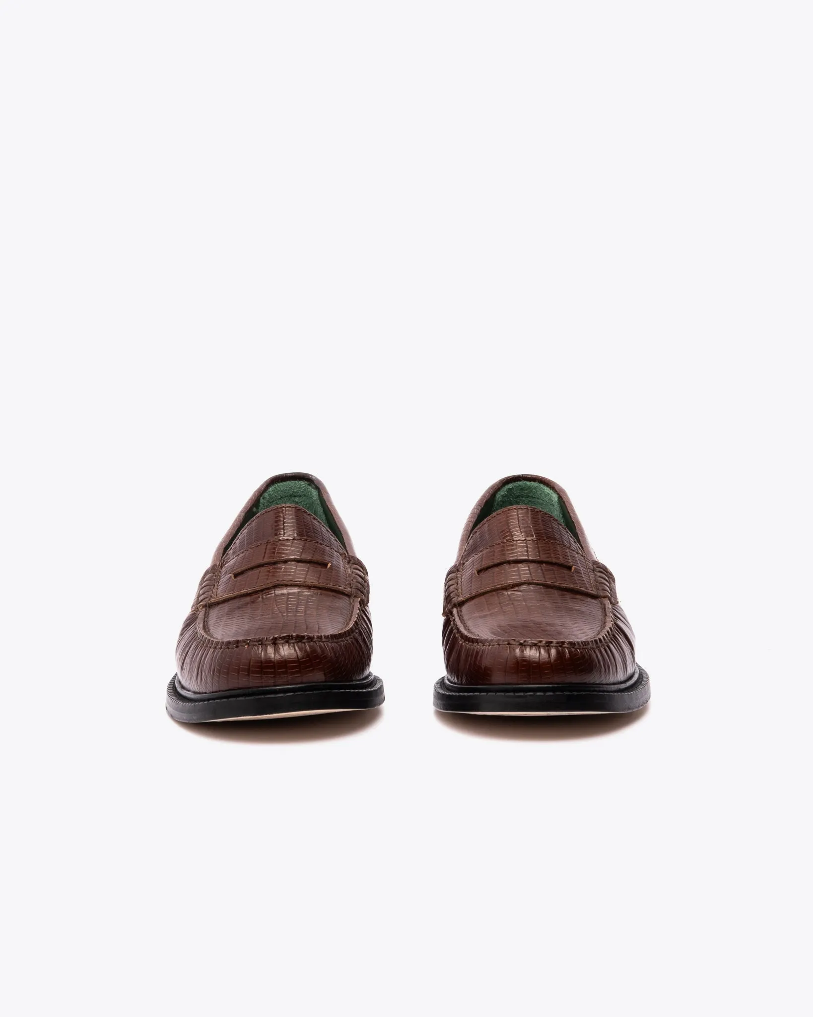 Vinny's Yardee Mocassin Loafer Lizard Pattern Brown