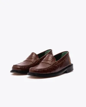 Vinny's Yardee Mocassin Loafer Lizard Pattern Brown