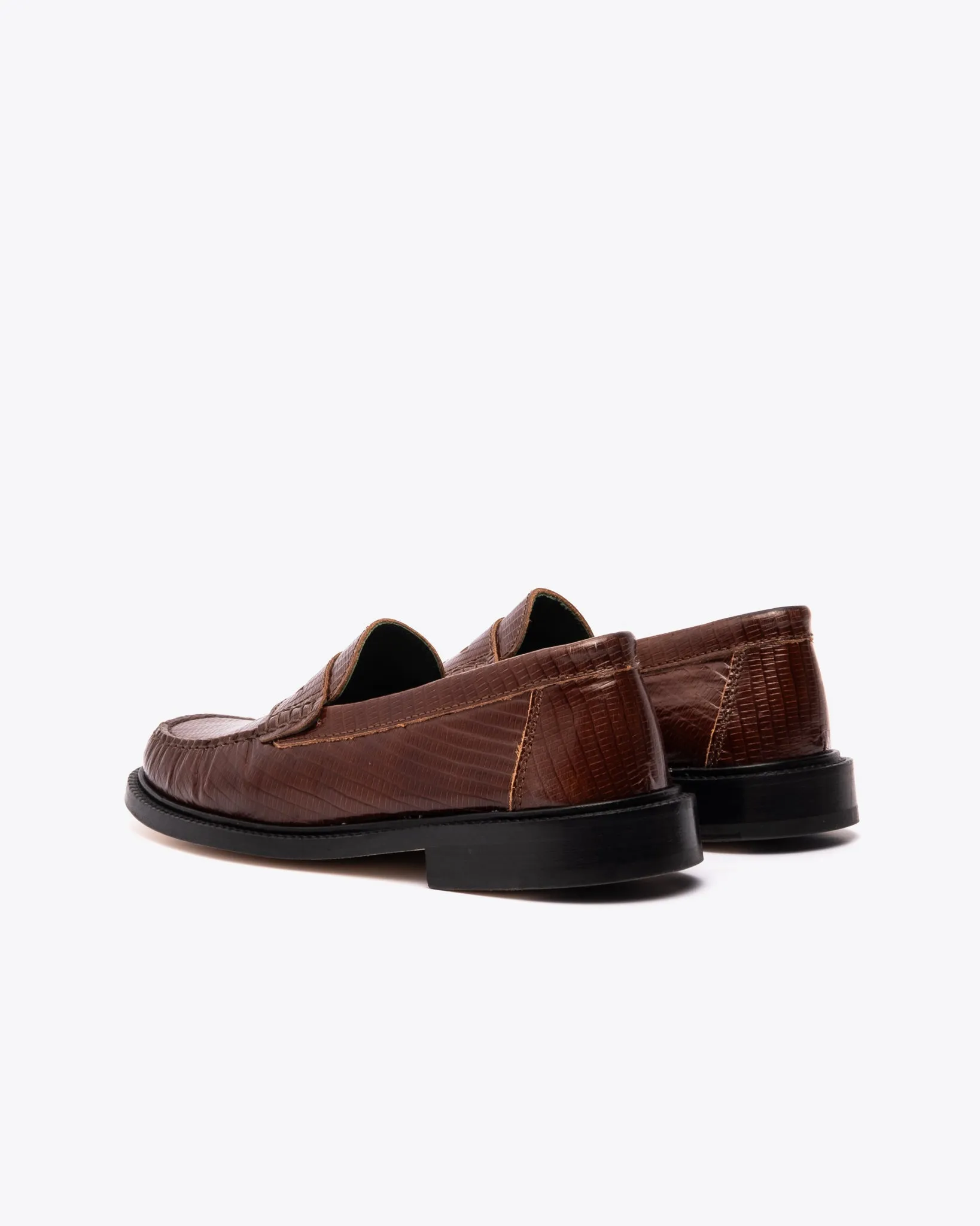Vinny's Yardee Mocassin Loafer Lizard Pattern Brown