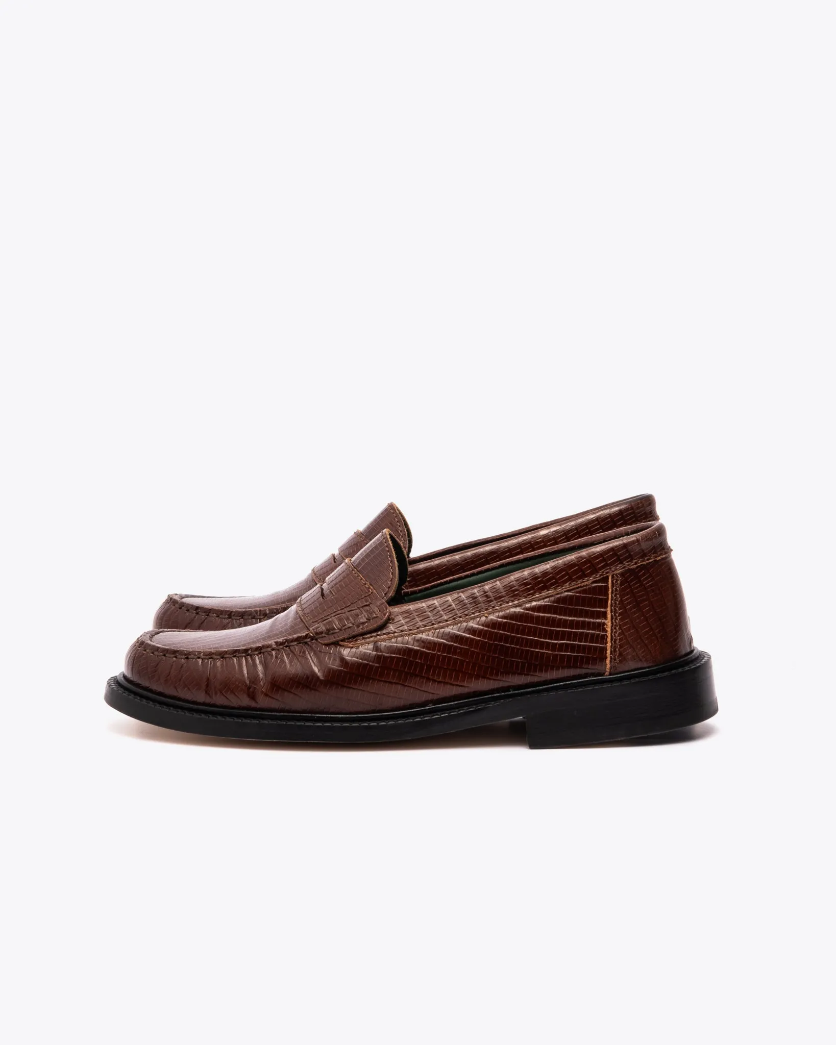 Vinny's Yardee Mocassin Loafer Lizard Pattern Brown