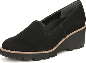 Vionic Willa Wedge Loafer/Moc Shoes Black Suede 8 M