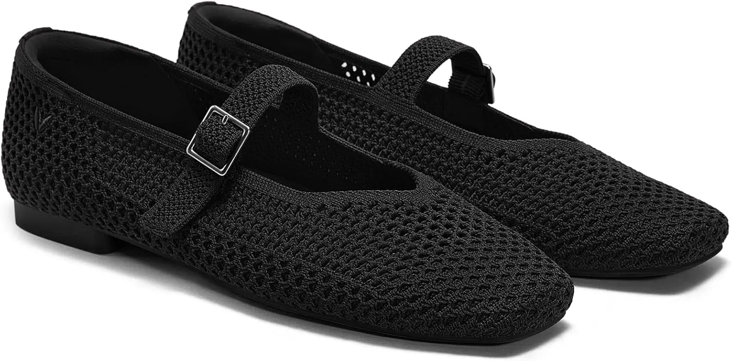 VIVAIA Margot Mary Jane Women Flat Shoes Comfortable for Work with Arch Support Slip on Square-Toe Washable Shoes