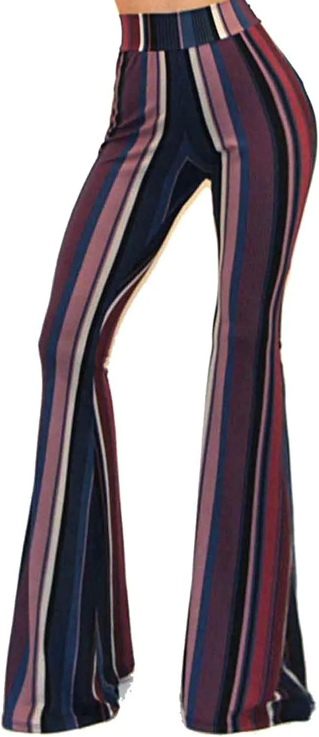 Vivicastle Women's USA Lightweight Boho Comfy Stretchy Bell Bottom Flare Pants