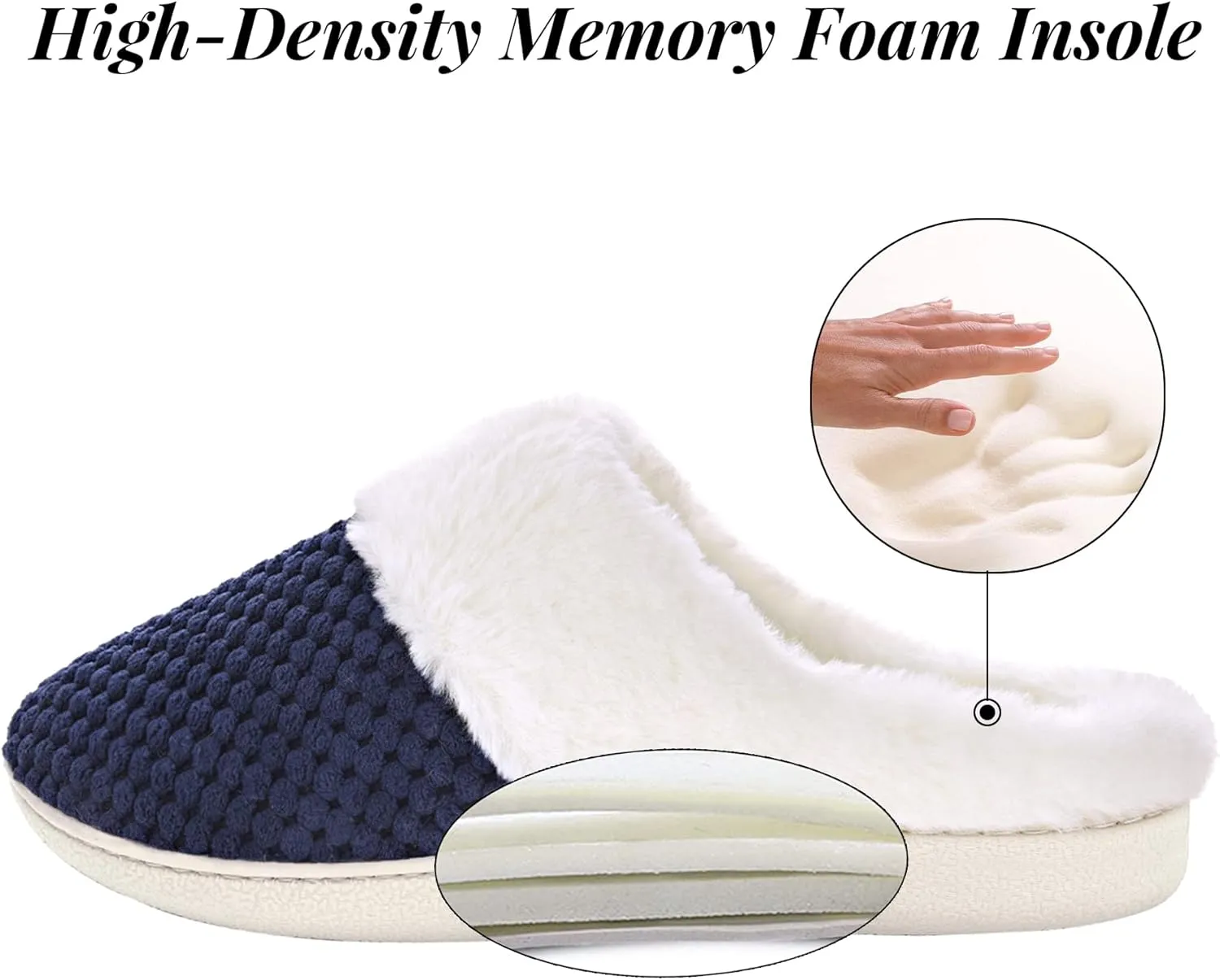 VONMAY Women's Slip on Fuzzy House Slippers Comfy Coral Velvet, Plush Faux Fur Soft Bedroom Shoes with Memory Foam