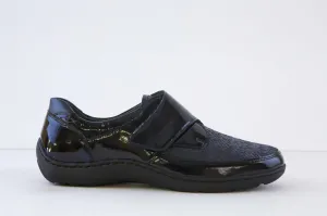 WALDLAUFER - 496H31 327 HENNI-FLAT VELCRO SHOE H WIDTH - NAVY PATENT