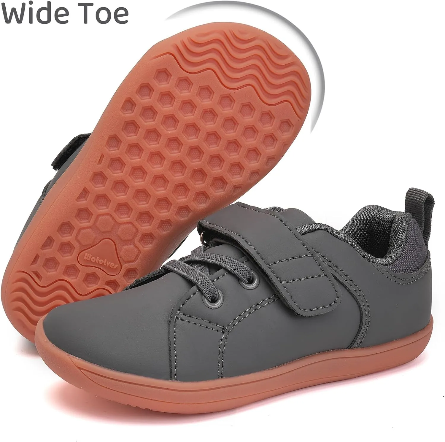 WateLves Toddler Little Kid Wide Barefoot The First Walking Shoes Girls Boys Leather Uniform Dress Shoes Lightweight Splay Naturally Minimalist Sneakers
