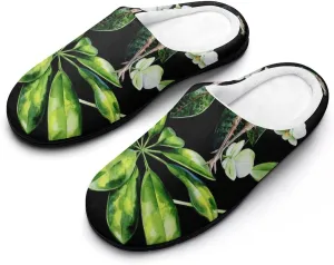 Watercolor Alpaca Llama And Ostrich Cotton Slippers for Women Memory Foam Washable House Slipper Closed Toe for Indoor Outdoor