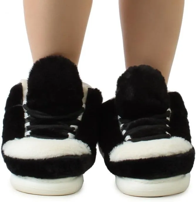 Wild Diva Slippy-01 Women's Lace Up Fur Detail Closed Toe Sneaker Slippers