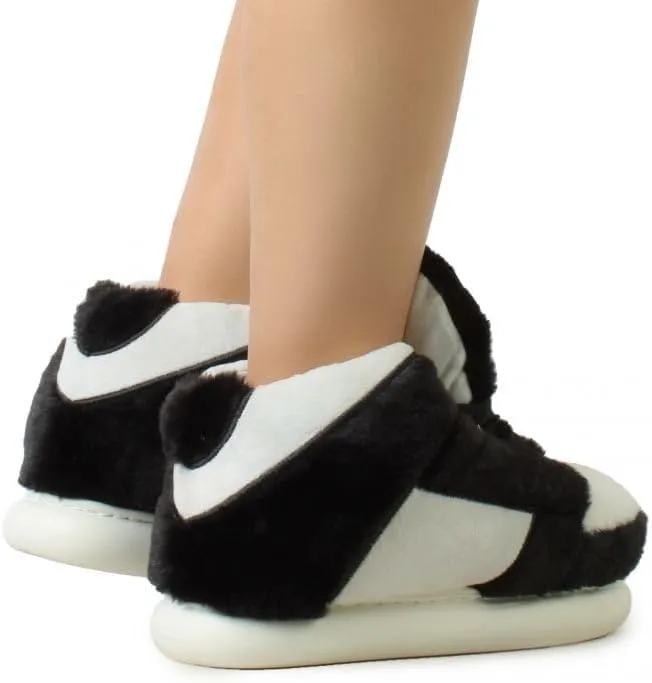 Wild Diva Slippy-01 Women's Lace Up Fur Detail Closed Toe Sneaker Slippers