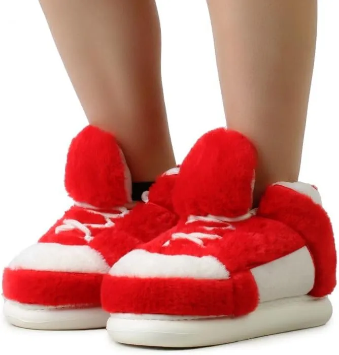 Wild Diva Slippy-01 Women's Lace Up Fur Detail Closed Toe Sneaker Slippers