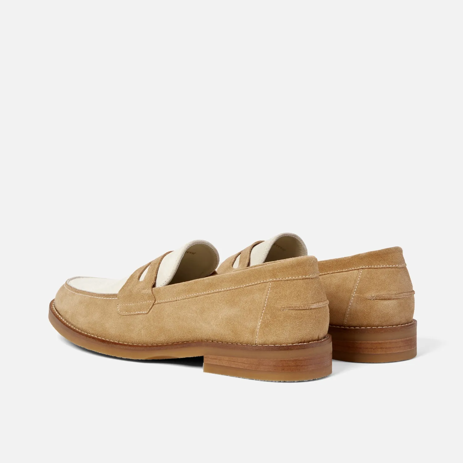 Wilde Beige   White Suede Penny Loafer - Men's