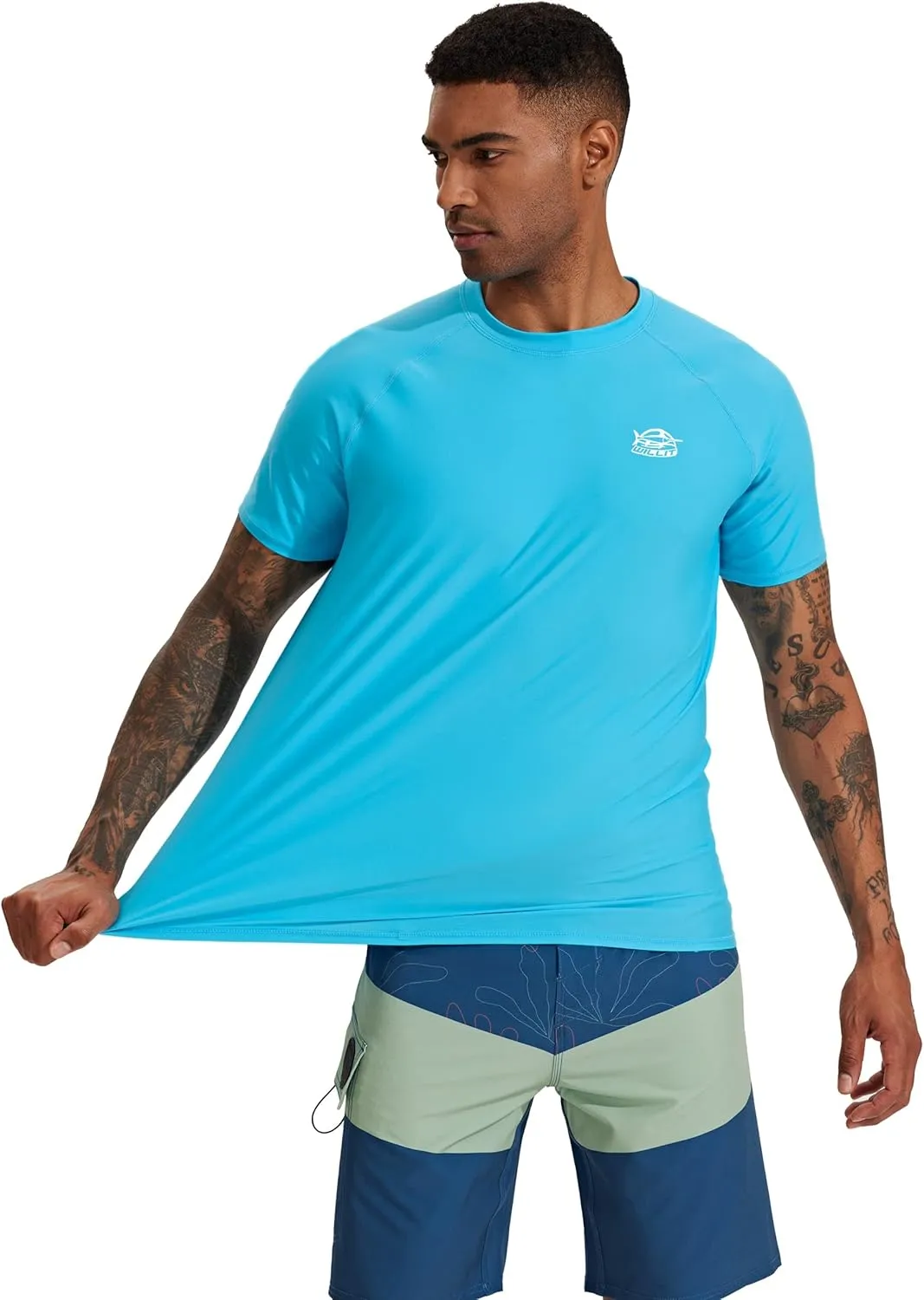 Willit Men's UPF 50  Rashguard Swim Shirt Short Sleeve SPF Sun Protection Quick Dry Water Beach Shirts Fishing Surf Shirt