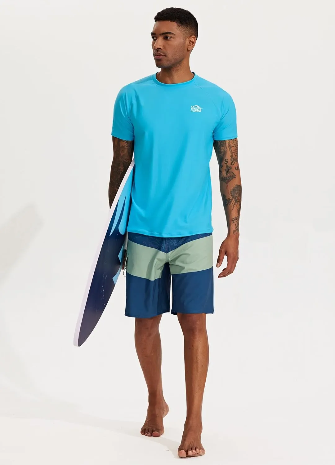 Willit Men's UPF 50  Rashguard Swim Shirt Short Sleeve SPF Sun Protection Quick Dry Water Beach Shirts Fishing Surf Shirt