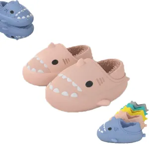 Winter Cloud Slides Shark Slippers Adults Cartoon Fuzzy Slippers Nonslip Soft Comfy Home Slippers (Pink-B,8,9,Men,7.5,8,Women,Medium)
