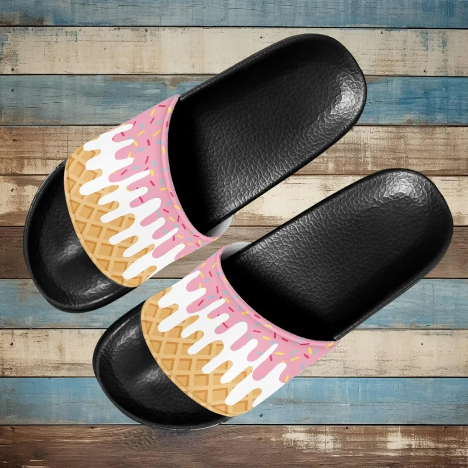Women Casual Non-slip Slide Sandals, Open Toe House Sole Slipper Comfy Flat Slides Slipper for Bathroom Beach