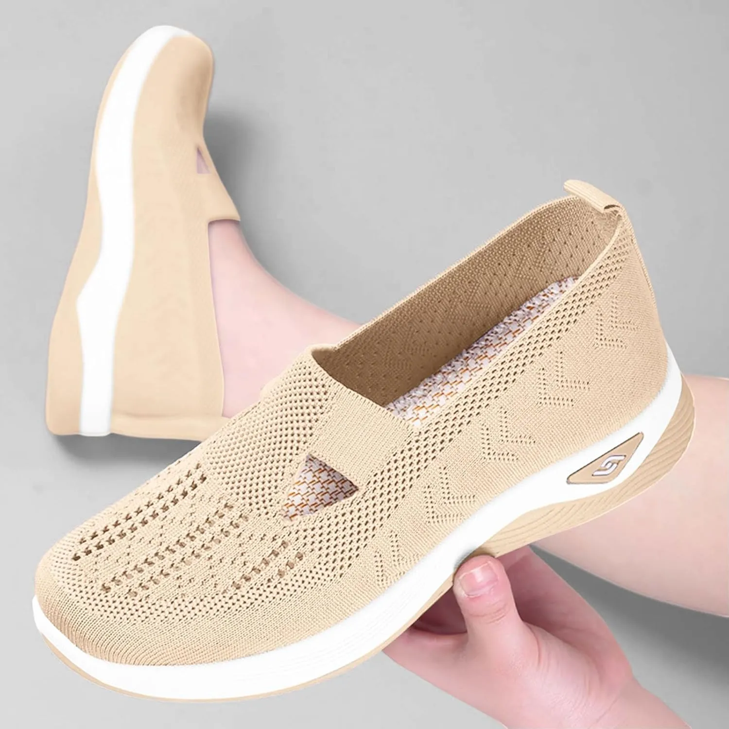 Women Footwear Orthopedic Sneakers Arch Support Walking Shoes Woven Breathable Running Shoes Sole Shoes Cloud Slide