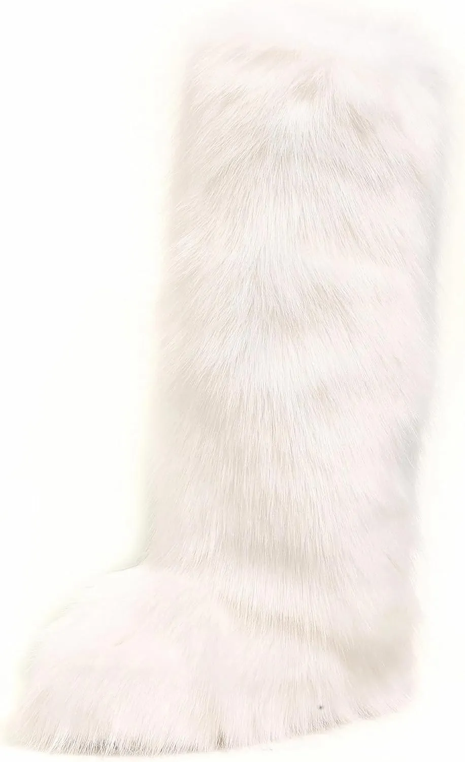 Women Furry Faux Fur Snow Boots Fluffy Fuzzy Comfy Knee High Boot Colorful Round Toe Flat Shoes Rubber Sole Outdoor Indoor Fashion Party