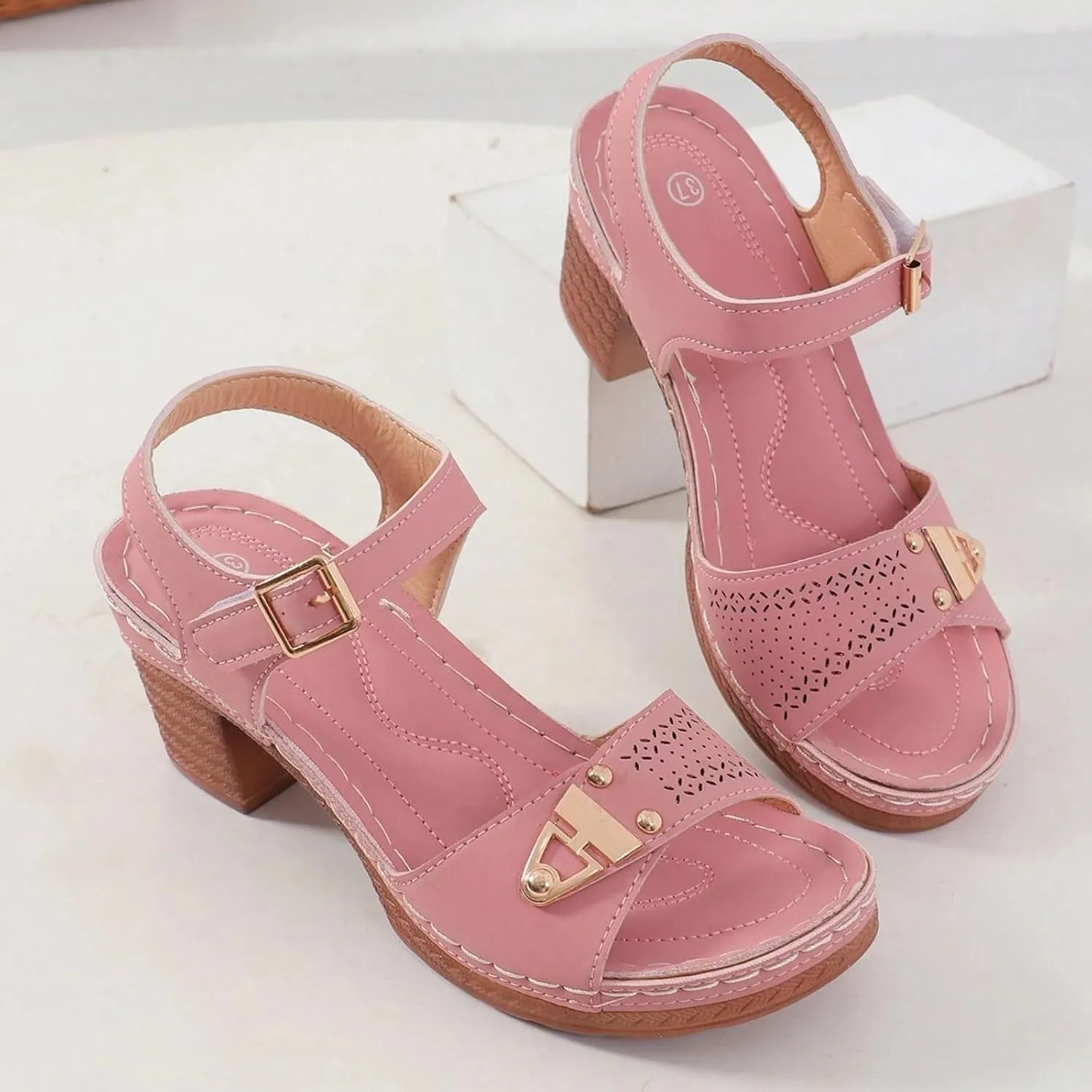 Women Platform Heels Chunky Open Toe Stylish Comfortable Fisherman Sandals with Adjustable Ankle Strap Lug Sole Chunky Block Heeled Sandals
