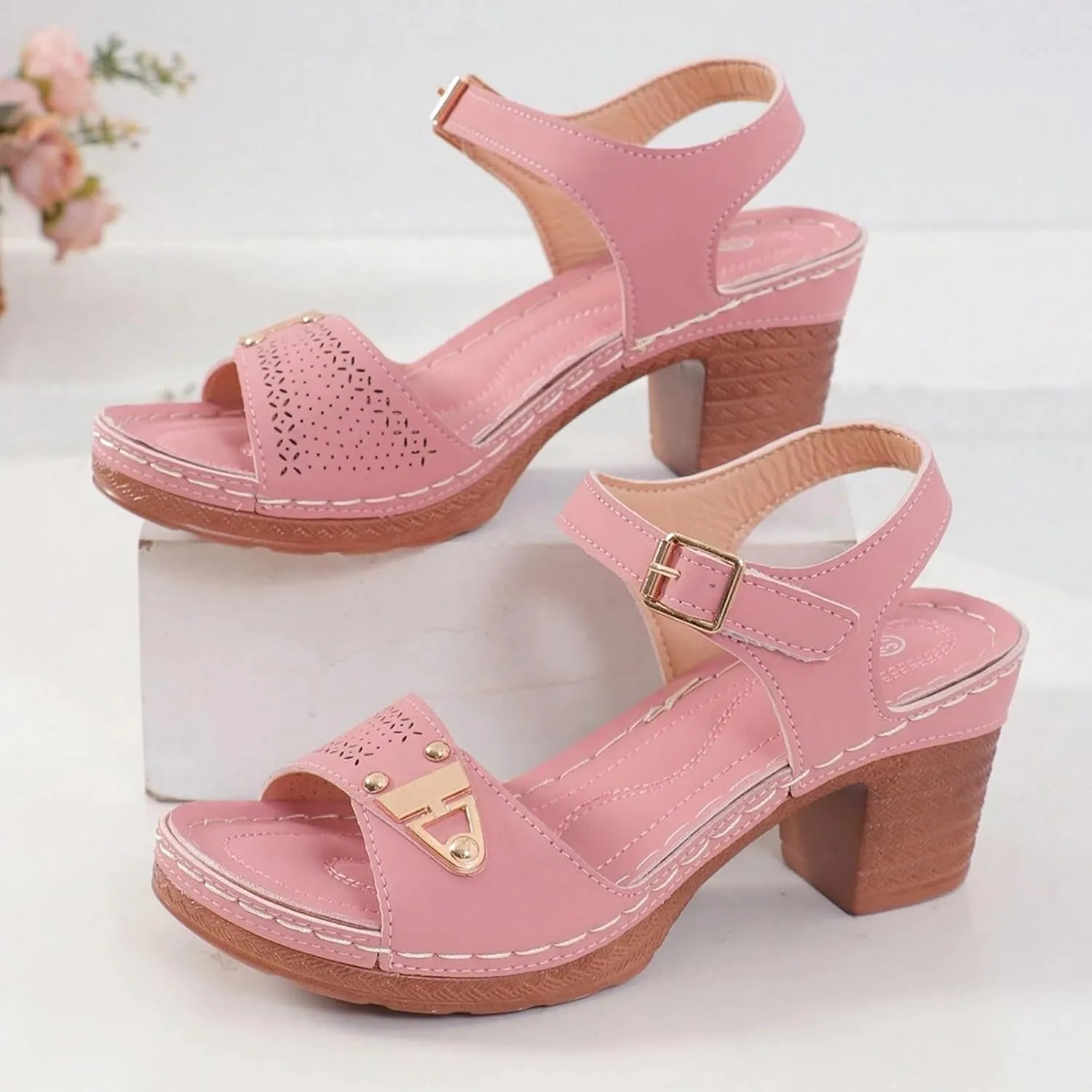 Women Platform Heels Chunky Open Toe Stylish Comfortable Fisherman Sandals with Adjustable Ankle Strap Lug Sole Chunky Block Heeled Sandals