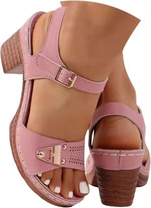Women Platform Heels Chunky Open Toe Stylish Comfortable Fisherman Sandals with Adjustable Ankle Strap Lug Sole Chunky Block Heeled Sandals