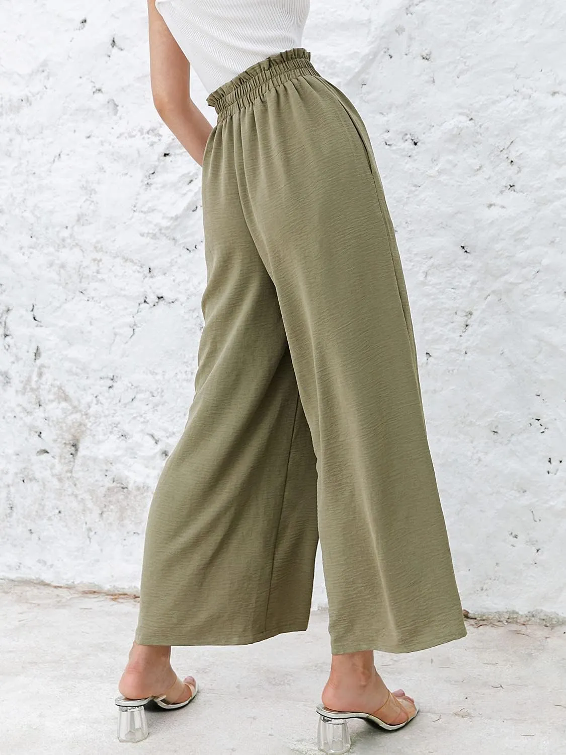 Women's Boho High Waisted Palazzo Pants Summer Beach Wide Leg Flowy Pants