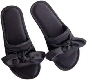 Women's Bow Slippers Satin Slipper Spa Sandasl Breathable No Slip For Bride Bridesmaid Spa Indoor Use Sleepover Party