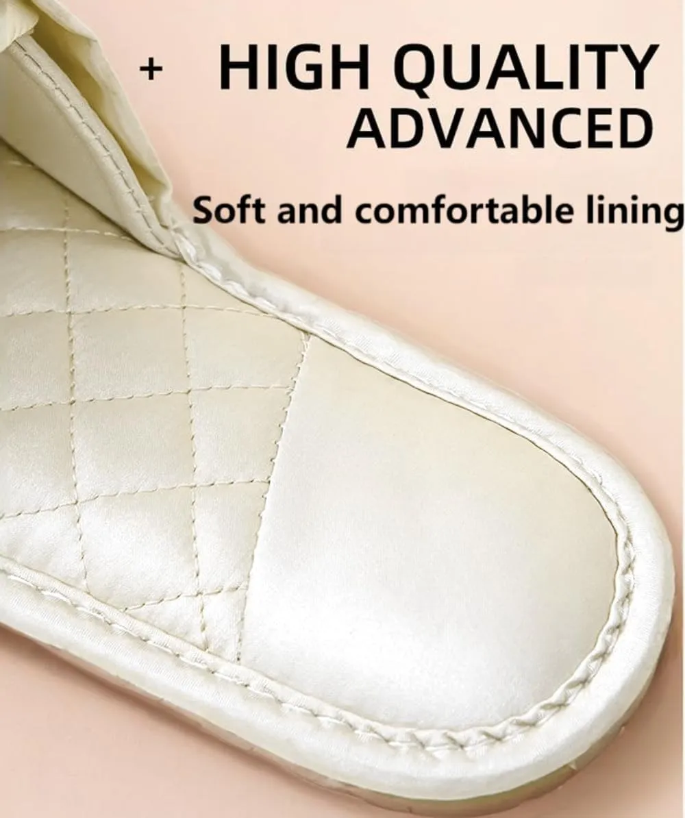Women's Bride Slippers Satin Bride Bridesmaid Slides No Slip Breathable For Wedding Party Spa Home Indoor Outdoor Use