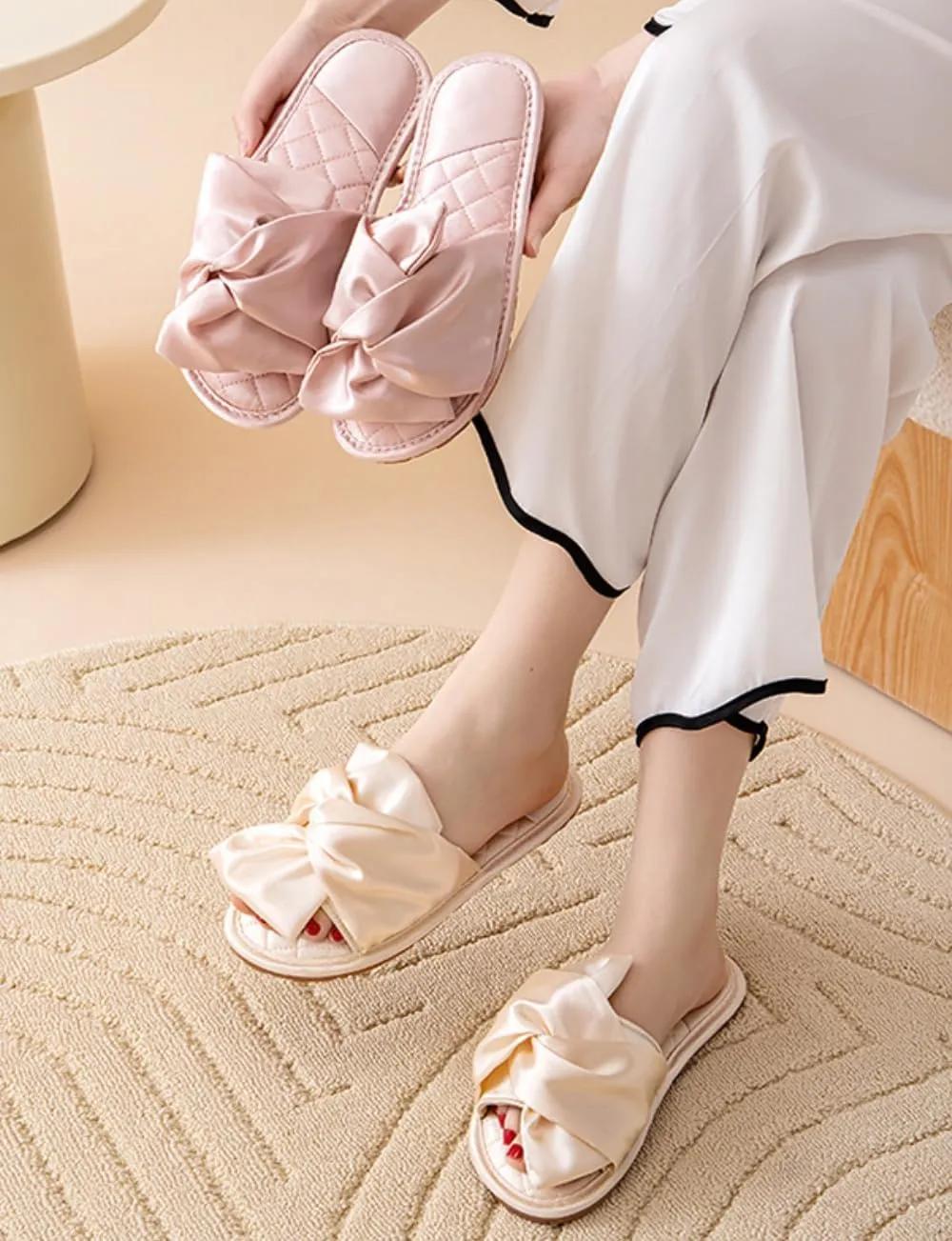 Women's Bride Slippers Satin Bride Bridesmaid Slides No Slip Breathable For Wedding Party Spa Home Indoor Outdoor Use