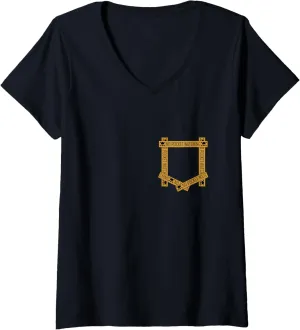 Womens Brown Absolutely No Pocket Watching! Brown Graphic V-Neck T-Shirt