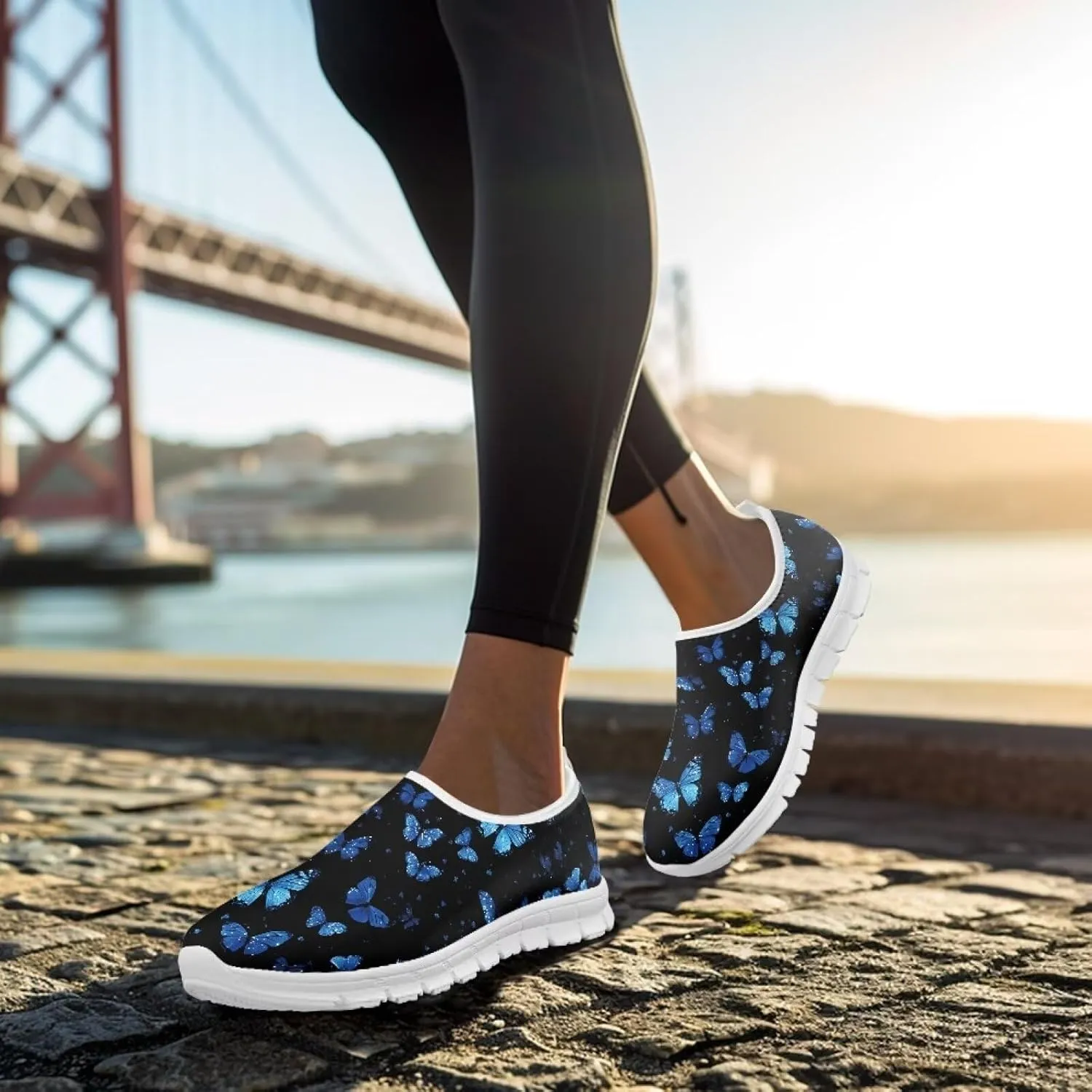 Women's Butterfly Sneaker Casual Soft Slip On Low Top Lightweight Non-Slip Running Sneaker for Women US 5.5-11.5